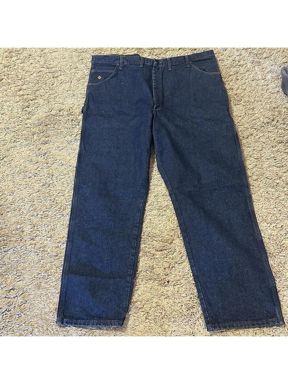 Wrangler Flame Resistant Carpenter Work Pants Blue Cotton 48x34 FR3W020